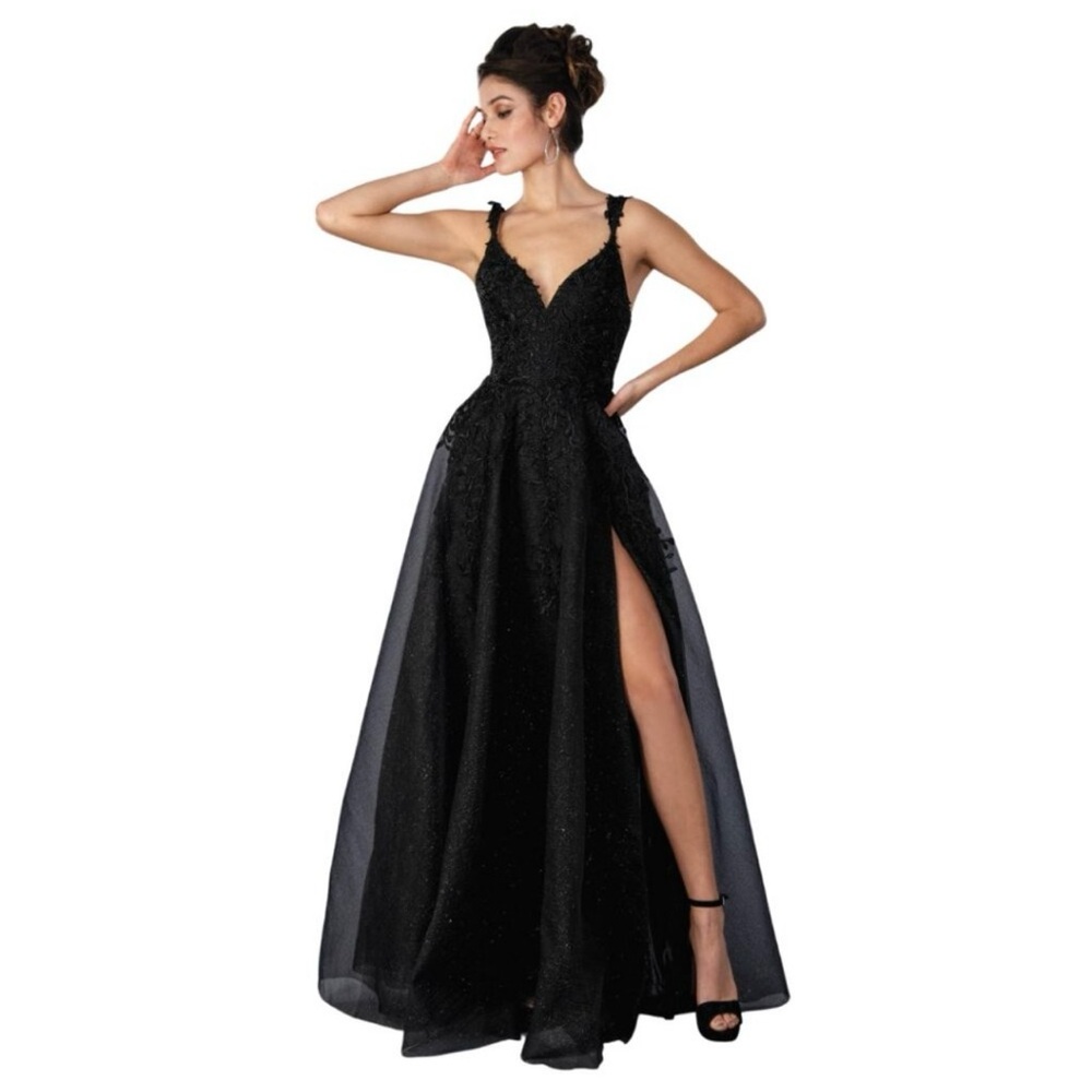 Stella Couture Black Sparkle Tulle Ball Gown